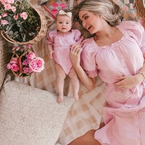 Ivy City Co Pink Romper 6-9mths